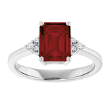 14K White Gold Natural Mozambique Garnet and 1/10 CTW Lab-Grown Diamond Ring