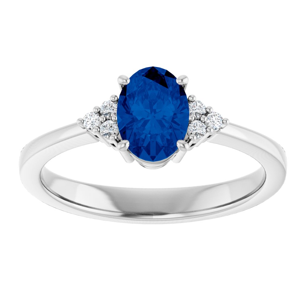 Sterling Silver Lab-Grown Blue Sapphire and .05 CTW Lab-Grown Diamond Ring
