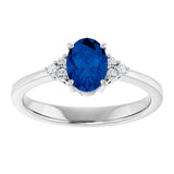 Sterling Silver Lab-Grown Blue Sapphire and .05 CTW Lab-Grown Diamond Ring