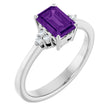 Sterling Silver Natural Amethyst and .05 CTW Lab-Grown Diamond Ring