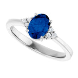 Sterling Silver Lab-Grown Blue Sapphire and .05 CTW Lab-Grown Diamond Ring