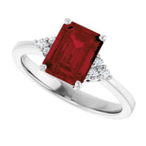 14K White Gold Natural Mozambique Garnet and 1/10 CTW Lab-Grown Diamond Ring