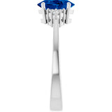 14K White Gold Lab-Grown Blue Sapphire and 1/10 CTW Lab-Grown Diamond Ring