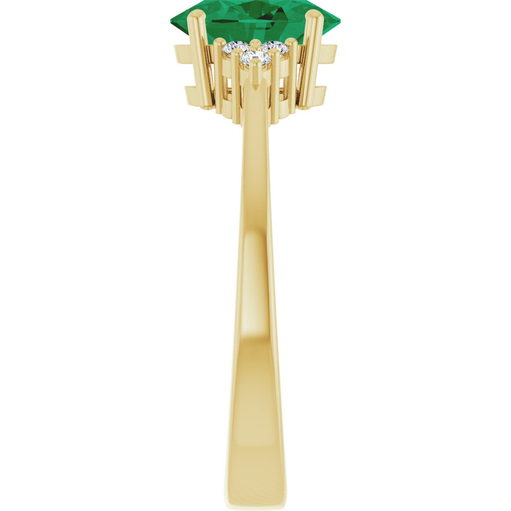 14K Yellow Gold Lab-Grown Emerald and 1/10 CTW Lab-Grown Diamond Ring