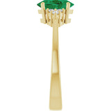 14K Yellow Gold Lab-Grown Emerald and 1/10 CTW Lab-Grown Diamond Ring