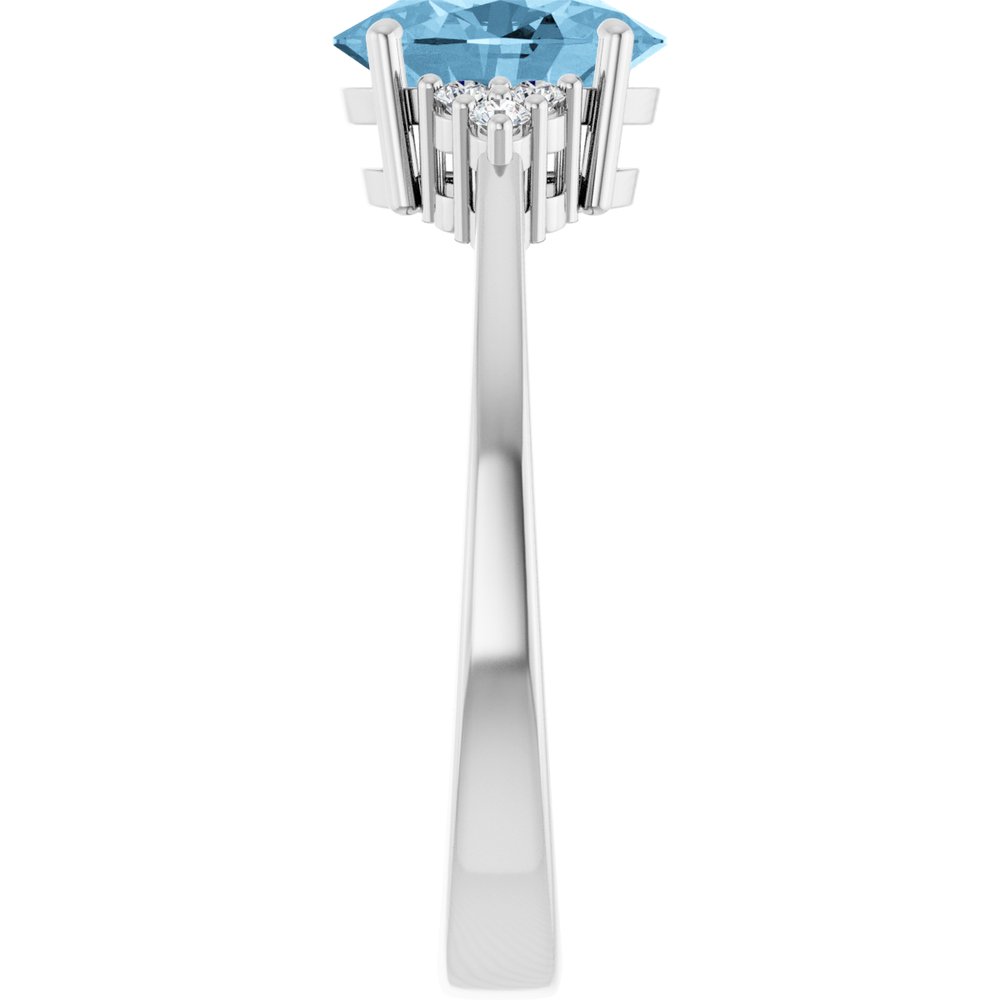 14K White Gold Natural Sky Blue Topaz  and 1/10 CTW Lab-Grown Diamond Ring