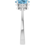 14K White Gold Natural Sky Blue Topaz  and 1/10 CTW Lab-Grown Diamond Ring