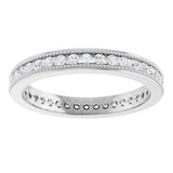14K White 1/2 CTW Natural Diamond Eternity Milgrain Band Size 7