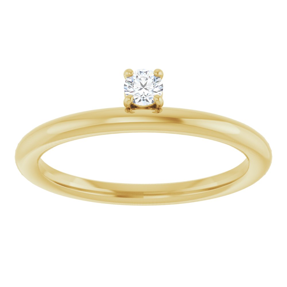 14K Yellow Gold 1/10 CT Natural Diamond Stackable Ring 