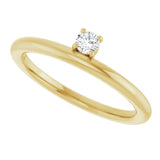 14K Yellow 1/10 CT Natural Diamond Stackable Ring