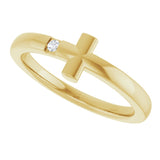 14K Yellow .015 CTW Natural Diamond Youth Sideways Cross Ring