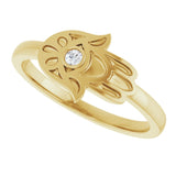 14K Yellow .03 CT Natural Diamond Hamsa Ring