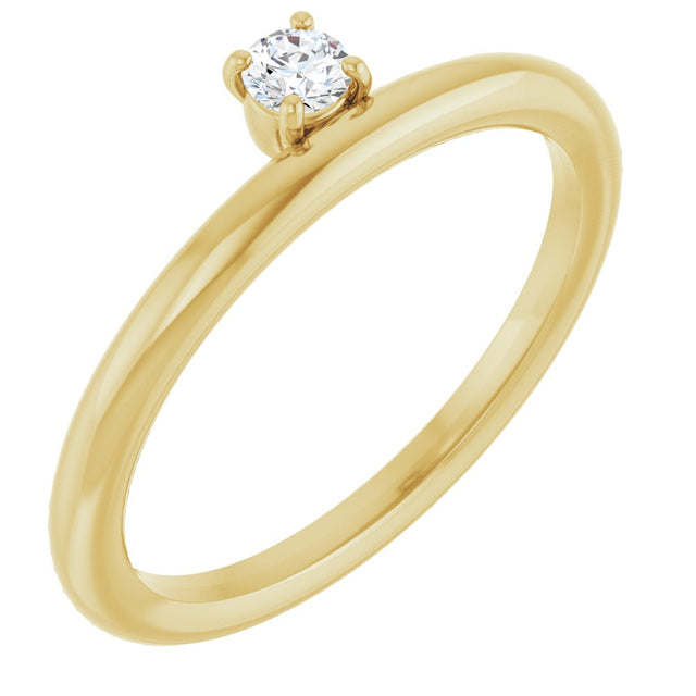 14K Yellow Gold 1/10 CT Natural Diamond Stackable Ring 