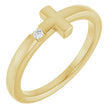 14K Yellow .015 CTW Natural Diamond Youth Sideways Cross Ring