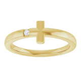 14K Yellow .015 CTW Natural Diamond Youth Sideways Cross Ring