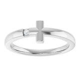 14K White Gold .015 CTW Natural Diamond Youth Sideways Cross Ring