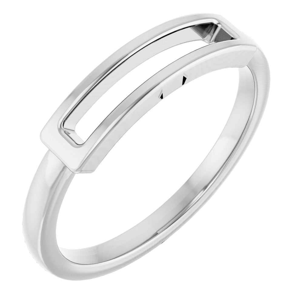 14K White Open Bar Ring