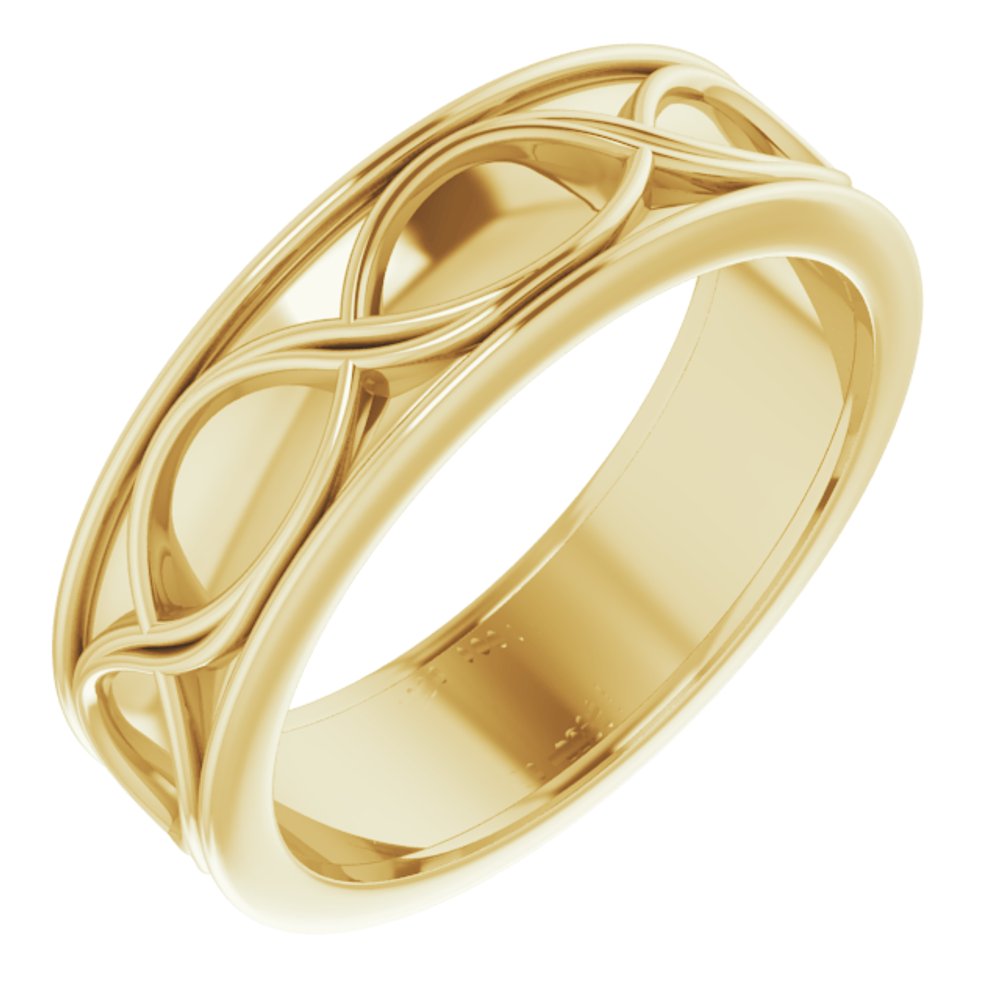 10K Yellow Gold 6.4 mm Infinity-Inspired Flat Band Size 9