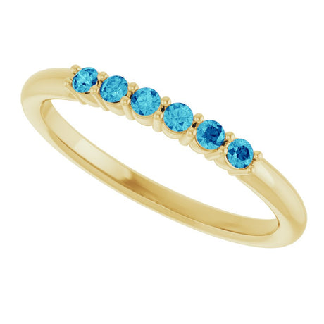 14K Yellow Gold Natural Blue Zircon Stackable Ring