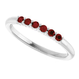 14K White Gold Natural Mozambique Garnet Stackable Ring