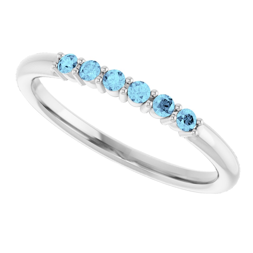 14K White Natural Aquamarine Stackable Ring