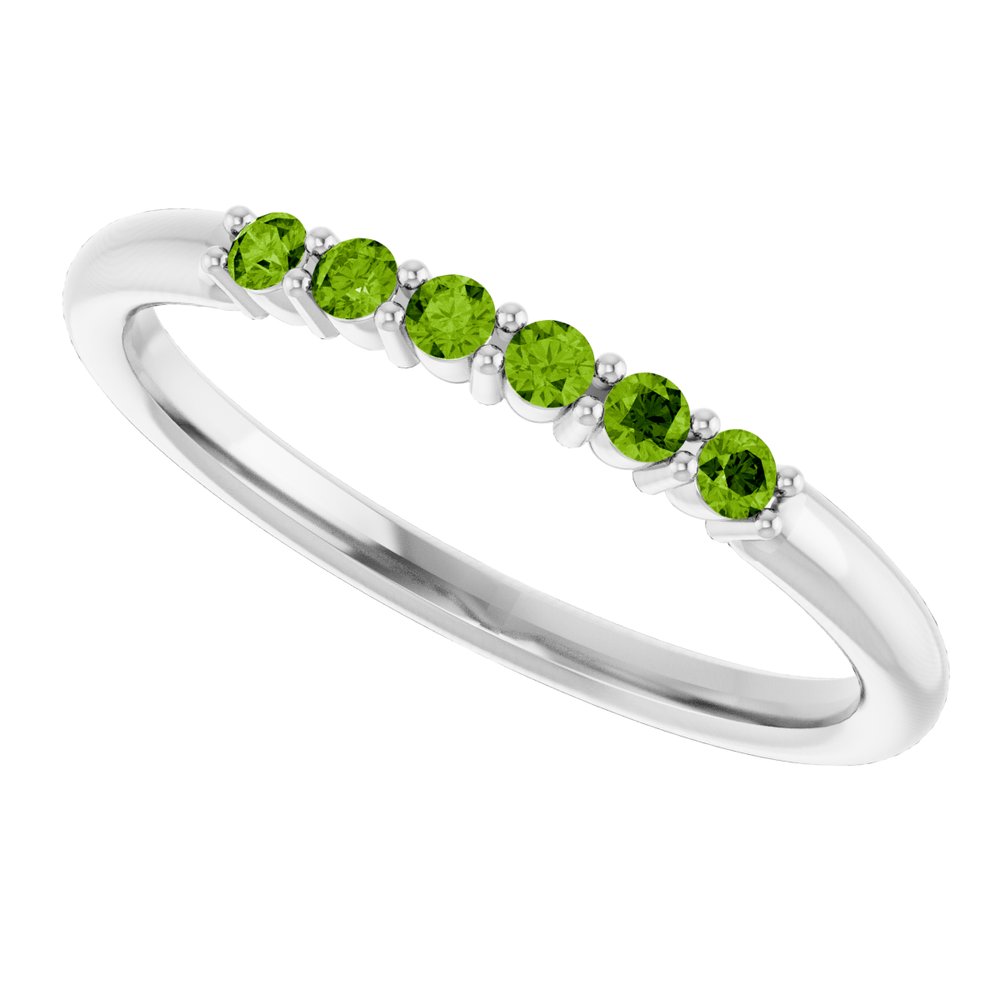 14K White Natural Peridot Stackable Ring