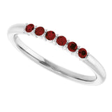 14K White Natural Mozambique Garnet Stackable Ring