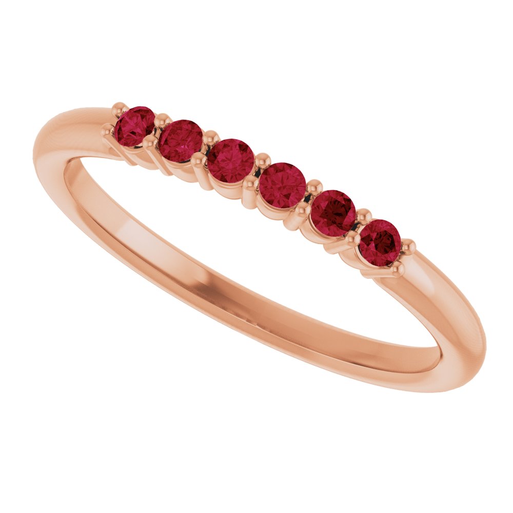 14K Rose Gold Natural Ruby Stackable Ring