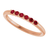 14K Rose Gold Natural Ruby Stackable Ring