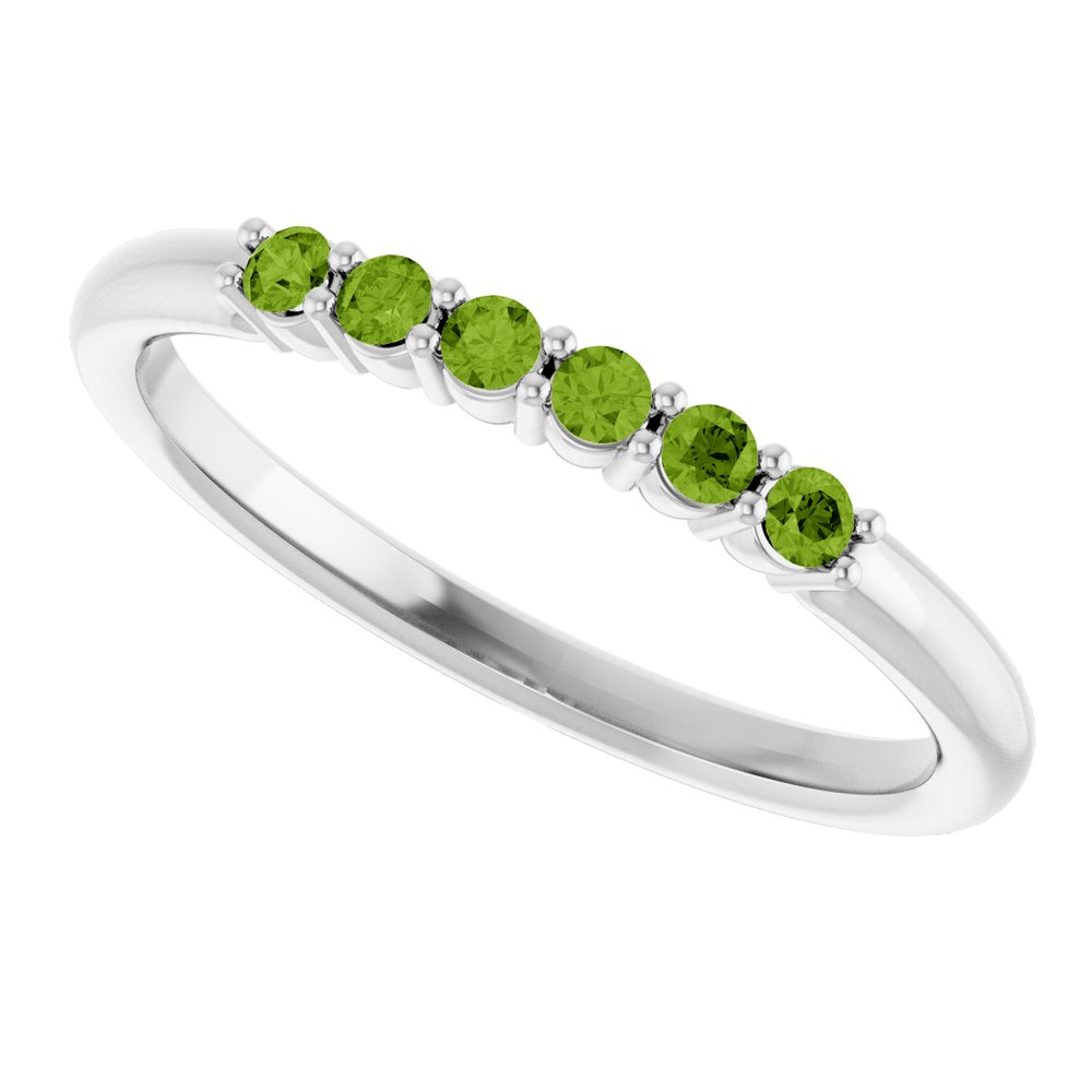 14K White Natural Peridot Stackable Ring