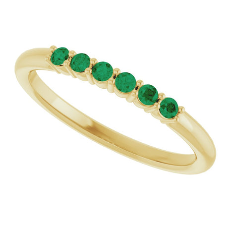14K Yellow Gold Natural Emerald Stackable Ring