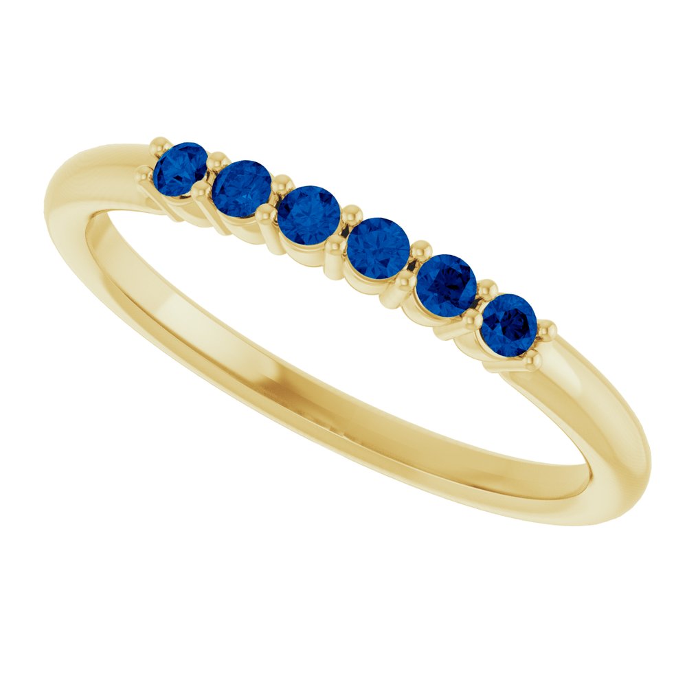 14K Yellow Natural Blue Sapphire Stackable Ring