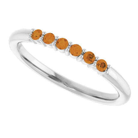 14K White Natural Citrine Stackable Ring