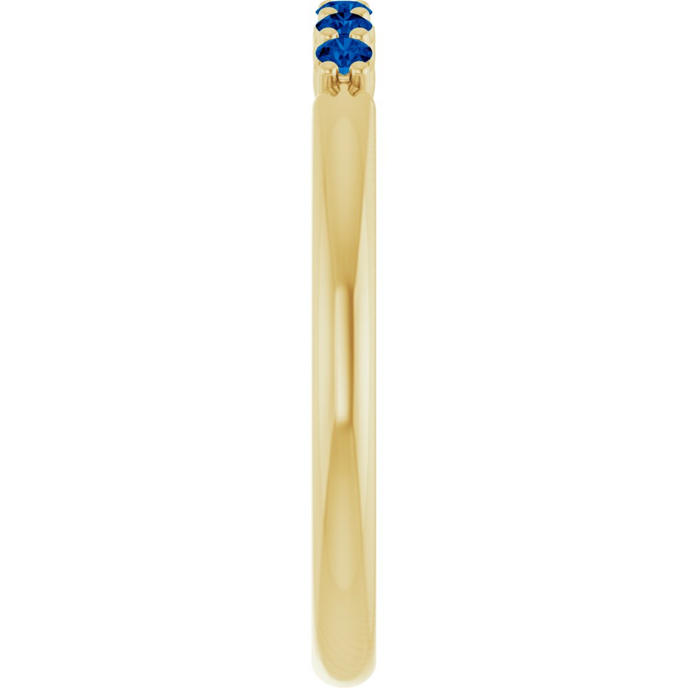 14K Yellow Natural Blue Sapphire Stackable Ring