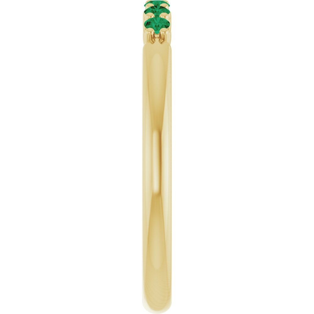 14K Yellow Natural Emerald Stackable Ring
