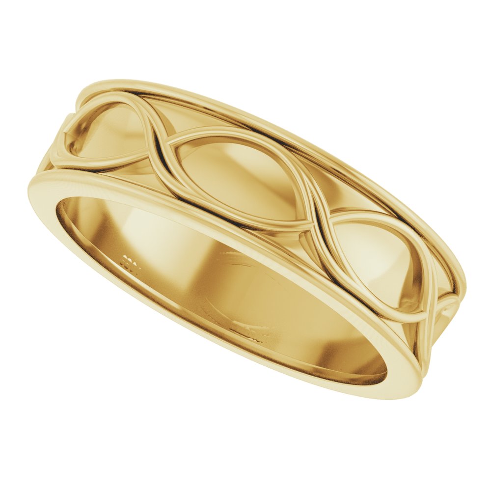 14K Yellow Gold 6.4 mm Infinity-Inspired Flat Band Size 10