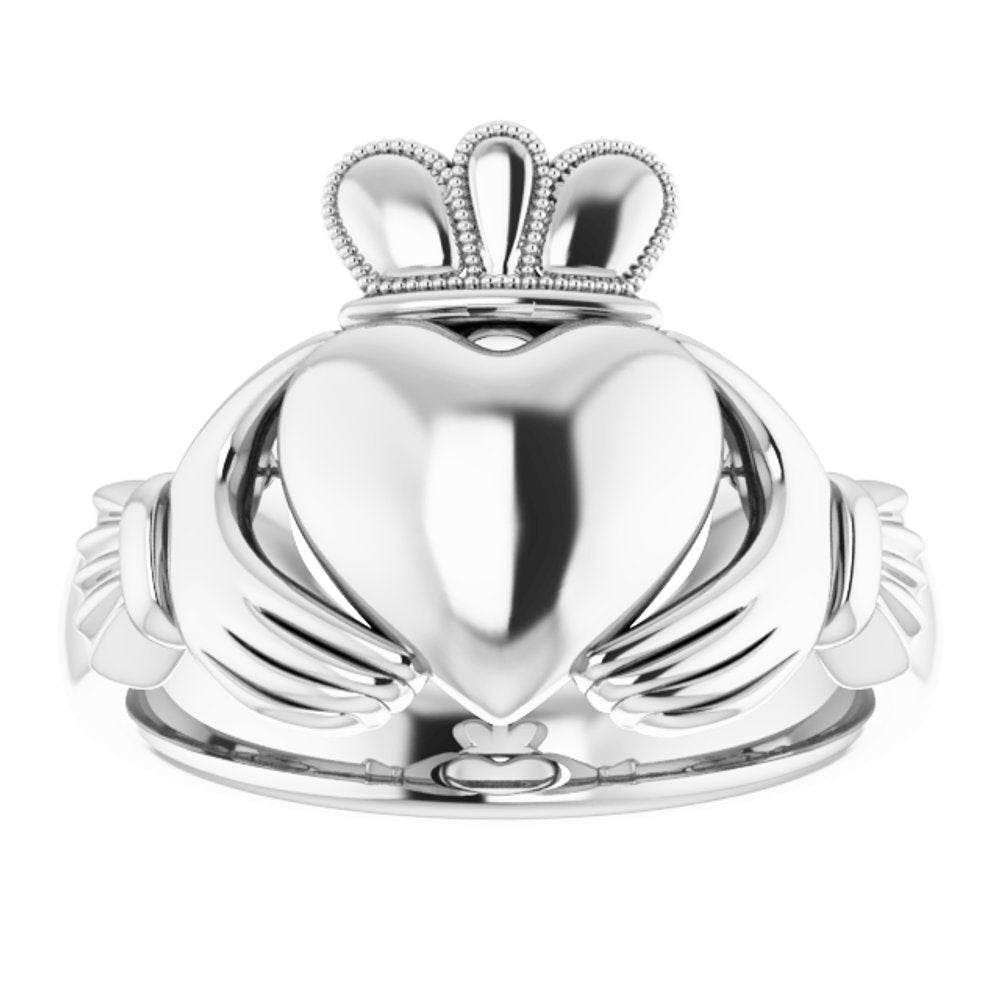 Sterling Silver 10.5 mm Claddagh Band Size 11