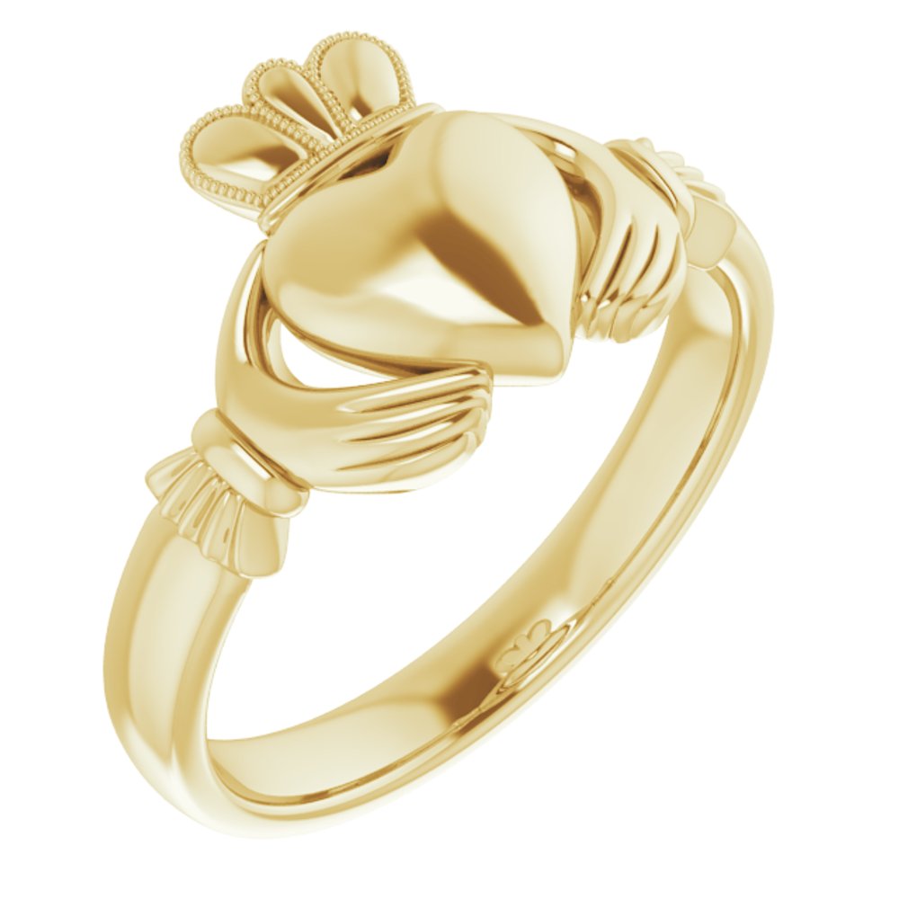 14K Yellow 7.5 mm Claddagh Ring Size 7