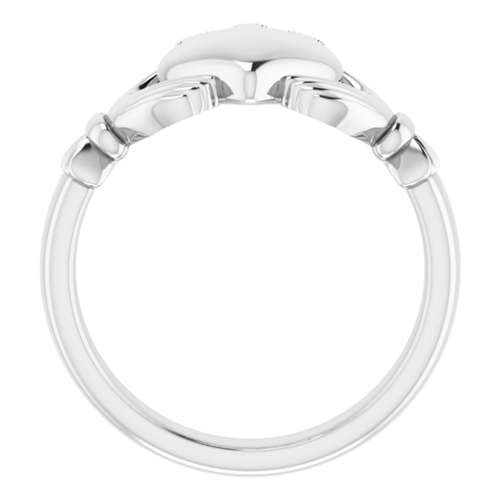 14K White 8.5 mm Claddagh Band Size 6