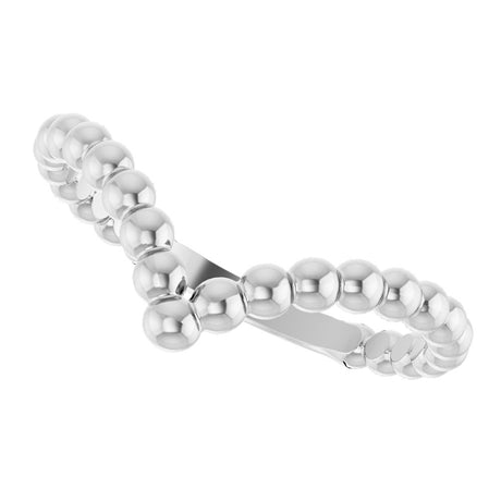 Sterling Silver Beaded Stackable V Ring