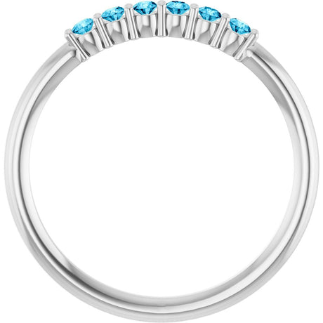 14K White Natural Aquamarine Stackable Ring