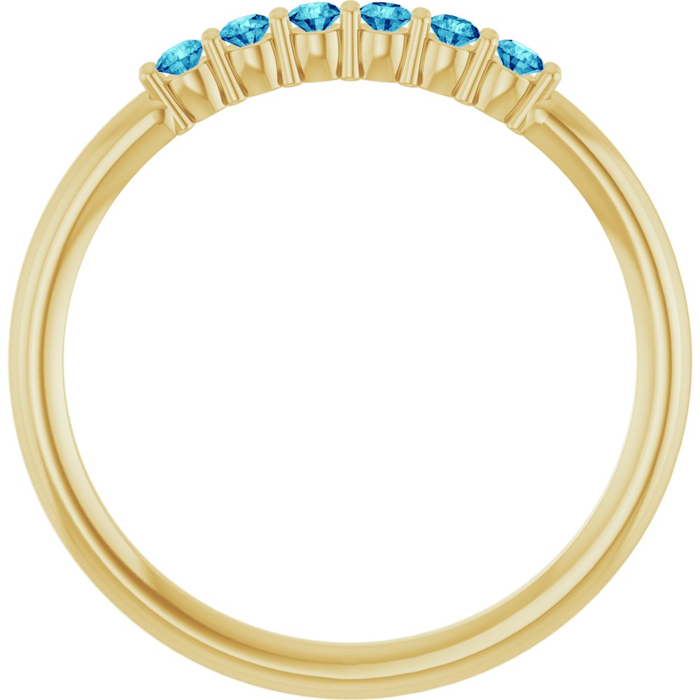 14K Yellow Gold Natural Blue Zircon Stackable Ring