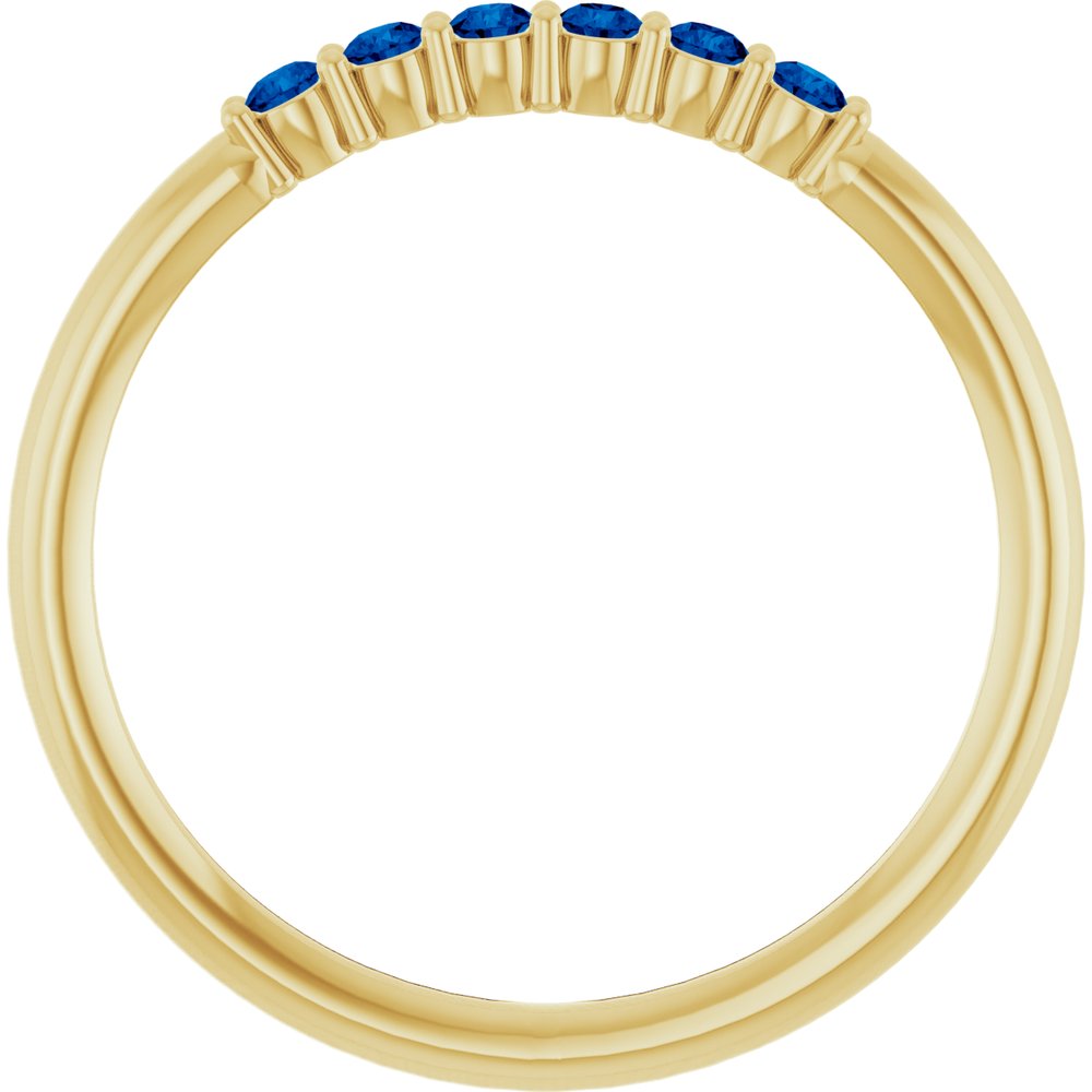 14K Yellow Natural Blue Sapphire Stackable Ring