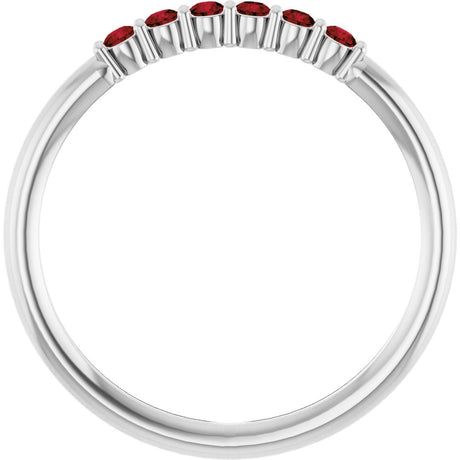 14K White Natural Mozambique Garnet Stackable Ring