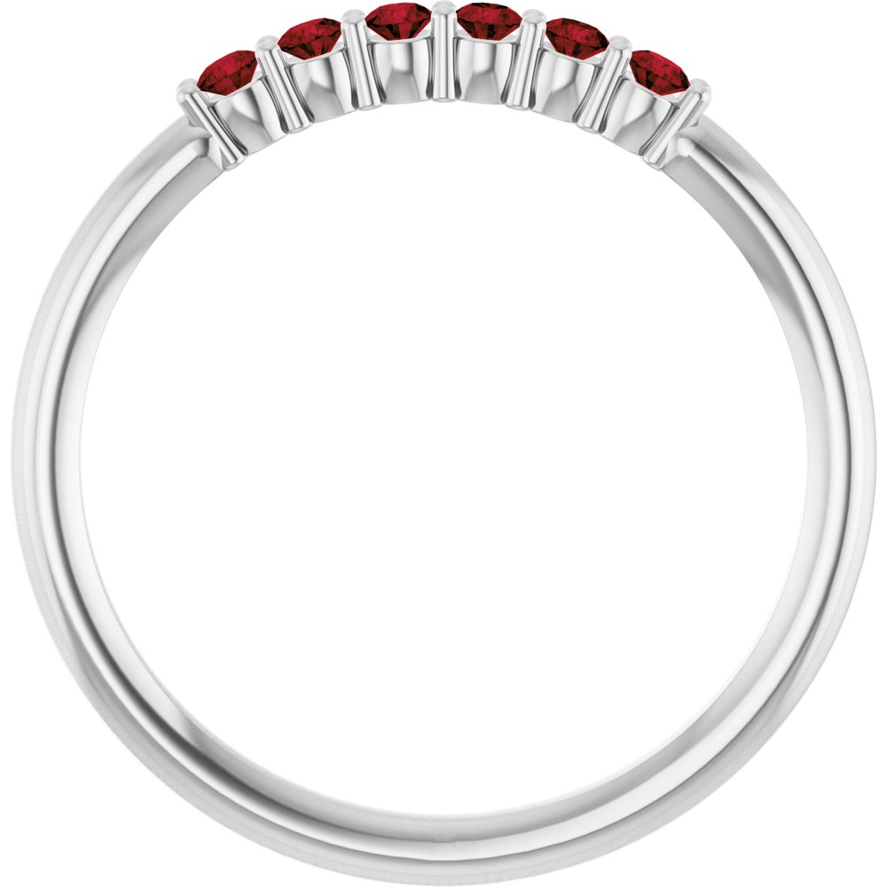 14K White Gold Natural Mozambique Garnet Stackable Ring