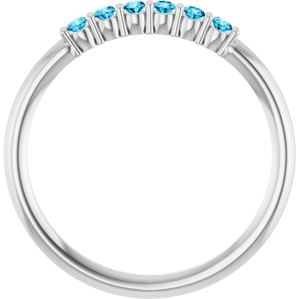 14K White Gold Natural Aquamarine Stackable Ring