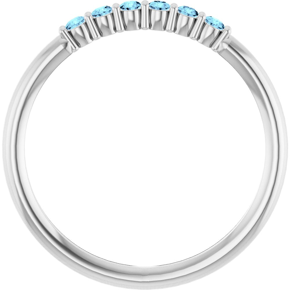 14K White Natural Aquamarine Stackable Ring