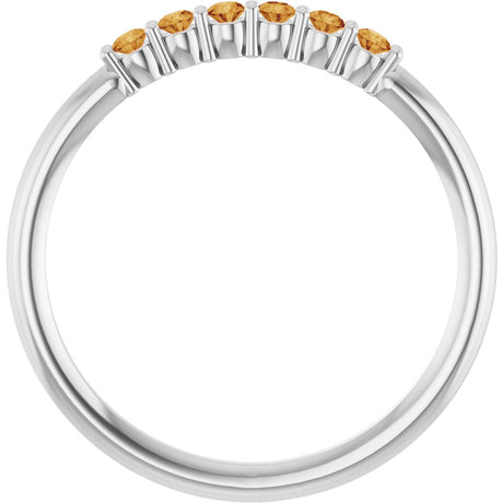 14K White Natural Citrine Stackable Ring