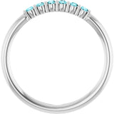 14K White Natural Blue Zircon Stackable Ring