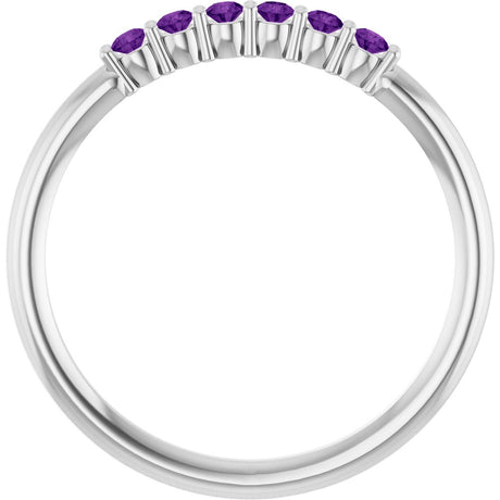 14K White Gold Natural Amethyst Stackable Ring  